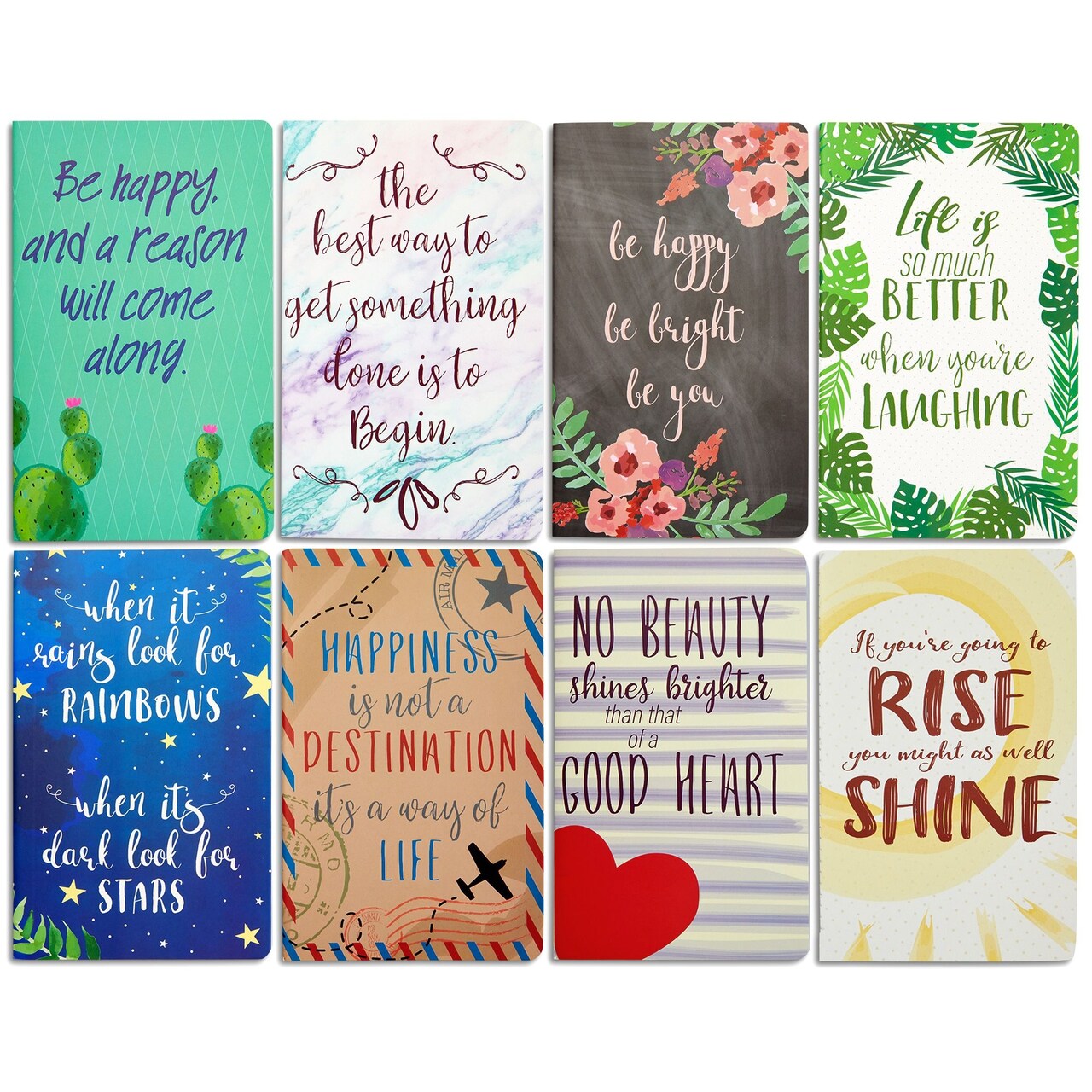 8 Pack Inspirational Notebooks with Motivational Quotes Bulk, 5x8